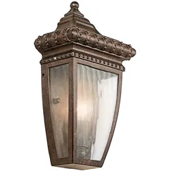 Außenleuchte Laterne Wandlampe Metall Regenlass H 29,8 cm 1 Flammig Antik Bronze