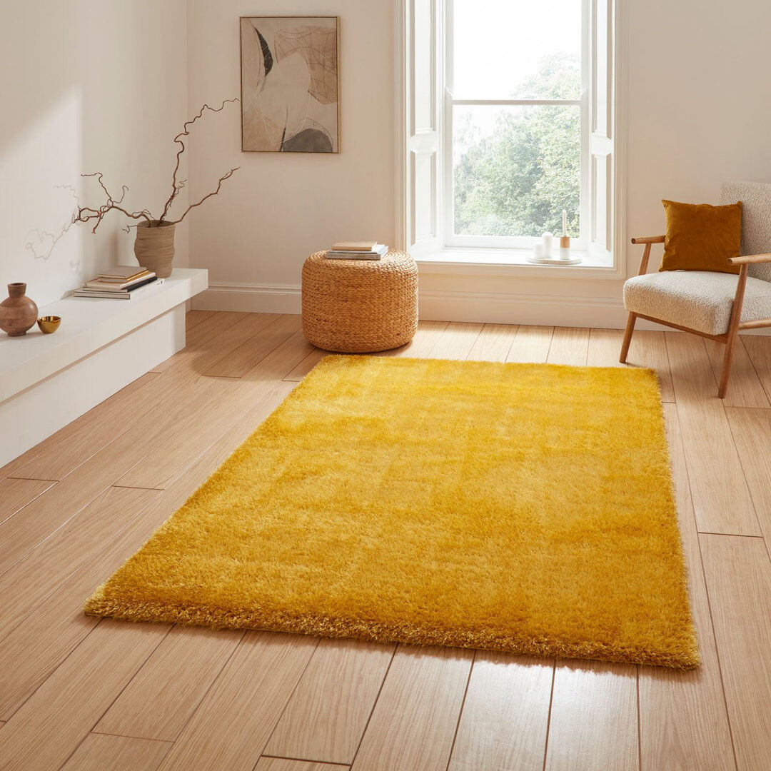 Think Rugs Lux Shaggy area rug Machine Woven Rectangle Yellow Yellow Rectangle 80 x 150cm