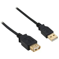 INLINE USB 2,0 Verlängerung, Stecker / Buchse, Typ A, schwarz, Kontakte gold, 3m