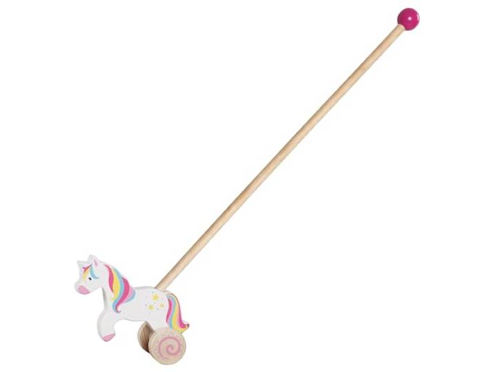 goki 54869 houten glijdende eenhoorn, hoogte 17 cm