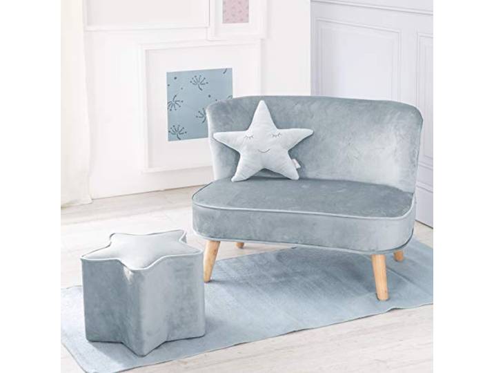 roba Kindersitzgruppe „Lil Sofa” inkl. Kindersofa, Sternenhocker & Dekokissen Stern in hellblau/sky