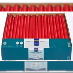METRO PROFESSIONAL Tafelkerzen, Paraffin, 2.2 x 24 cm, Brenndauer 7 Stunden, rot, 100 Stück