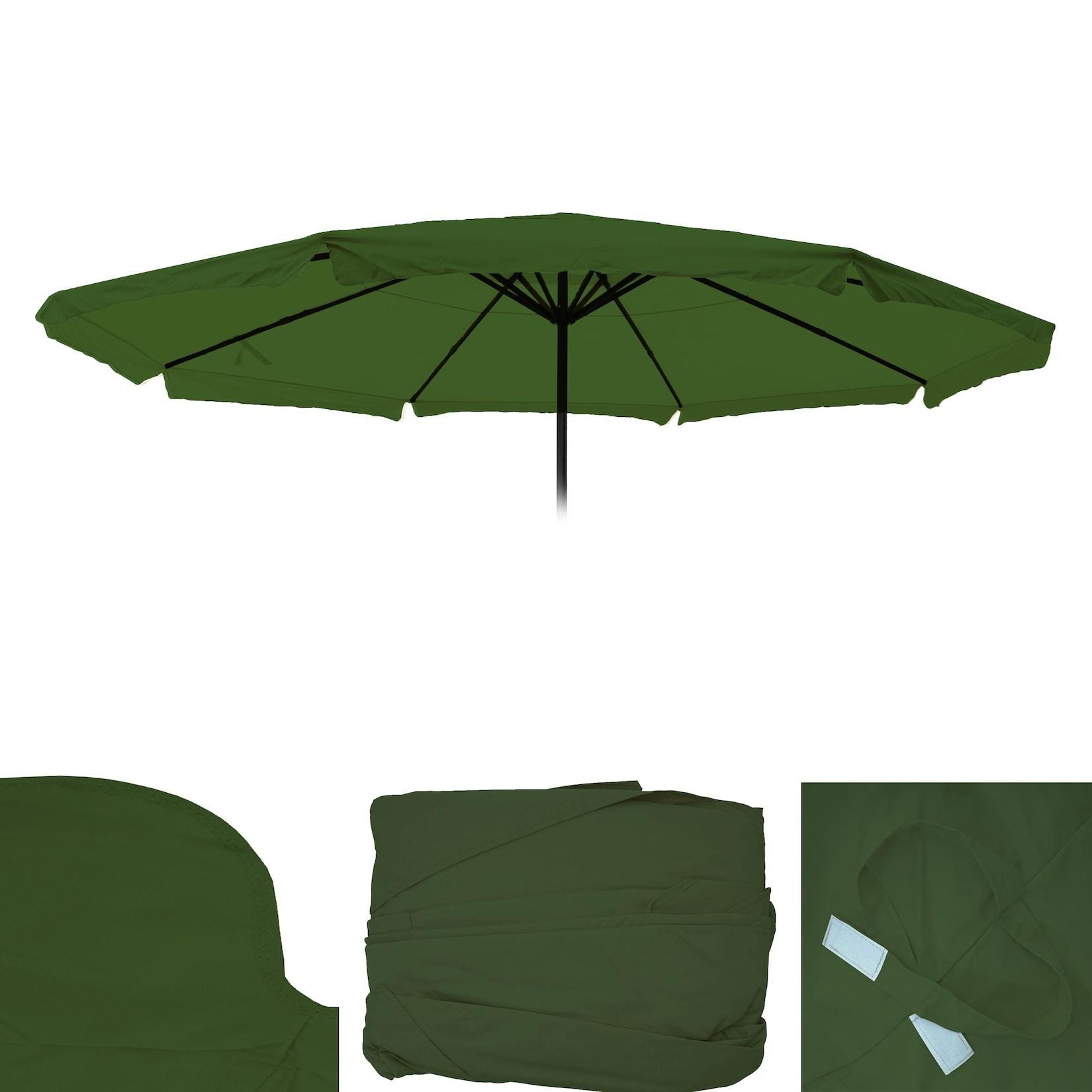 Ersatz-Bezug für Sonnenschirm Carpi Pro, Gastronomie Marktschirm mit Volant Ø 5m, Polyester ~ grün