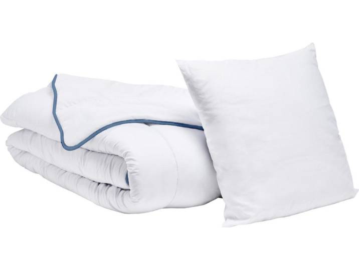Bleu Calin Pack 1 personne Couette tempérée 140x200cm + 1 Oreiller 60x60cm