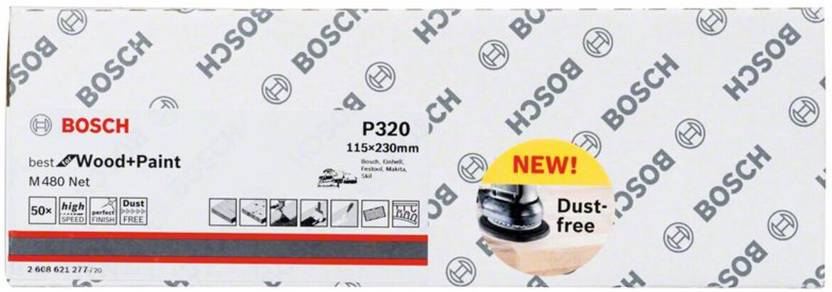Bosch Schleifblatt M480 Net Best for Wood and Paint 115 x 230 mm 320 (2608621277)