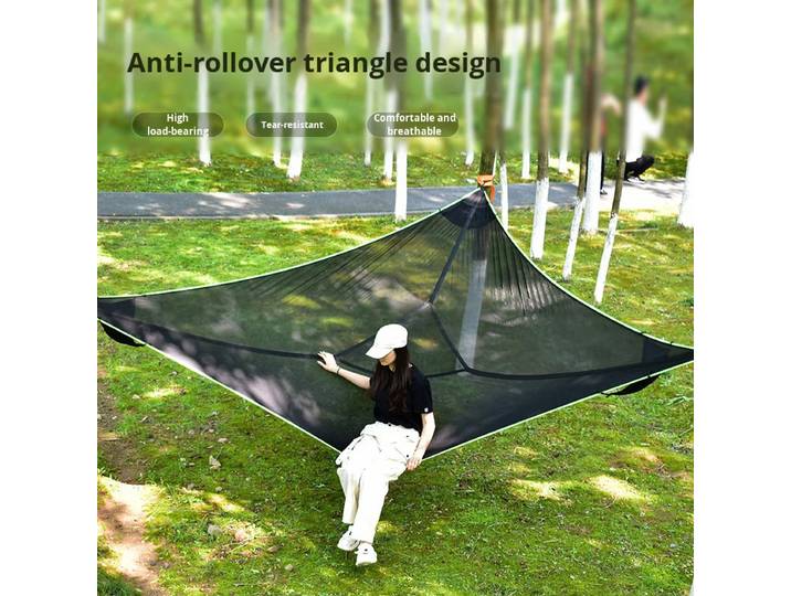 Hamac triangulaire d'extérieur portable anti-retournement pour camping et pique-nique, lit simple ou double épaissi