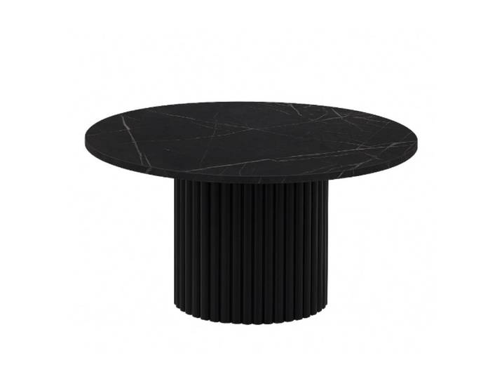Sepro Meble Tisch Schwarz Riko Rund Gerillte Basis 90 cm, 90x42x90 cm, Wohnzimmer, Wohnzimmertische, Couchtische