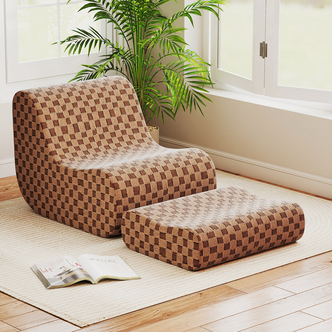 Latitude Vive Upholstered Teddy Bean Bag Chair Brown 72cm H X 96cm W X 77cm D