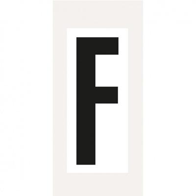 Aufkleber I Buchstabe F, weiß/schwarz, Folie, Schrifthöhe 150mm, 72x170mm, 20 Stück/Packung