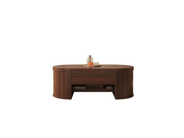 Table basse relevable TONLRGY® avec côtés en bois courbés meuble de salon multifonctionnel couleur bois 110*55 5*40 cm
