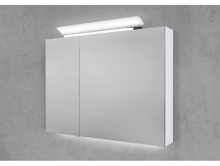 Spiegelschrank 90 cm LED Acryl Aufsatzleuchte doppelseitig verspiegelt