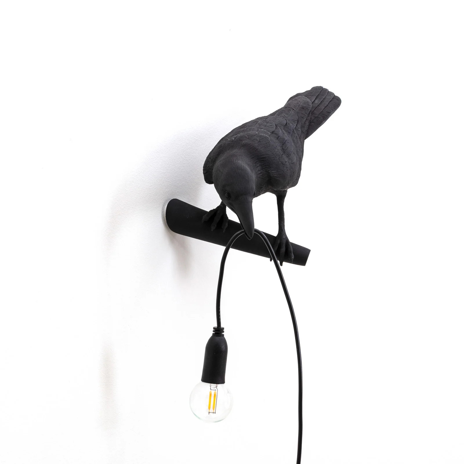 Seletti Bird Lamp Looking Left Wandlamp Zwart van Kunststof