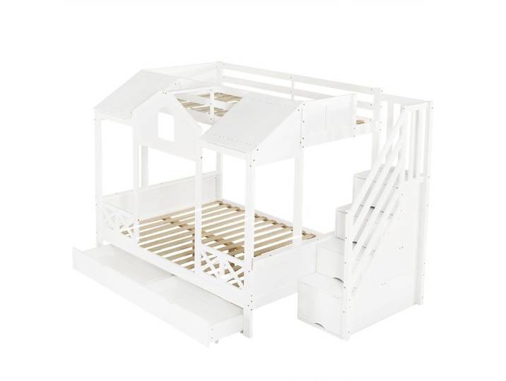 Lit superposé enfant 90x200 et 140x200 blanc