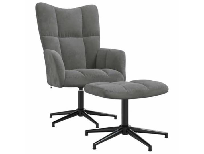 Fisinber Relaxsessel mit Hocker 2-tlg Drehsessel Samt Dunkelgrau 360-Grad-Drehfunktion und dicke Schaumstoffpolsterung bieten entspannten Komfort fuers Wohnzimmer und Arbeitszimmer.