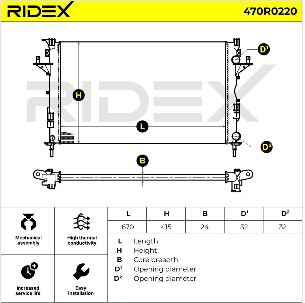RIDEX 470R0220 Engine radiator