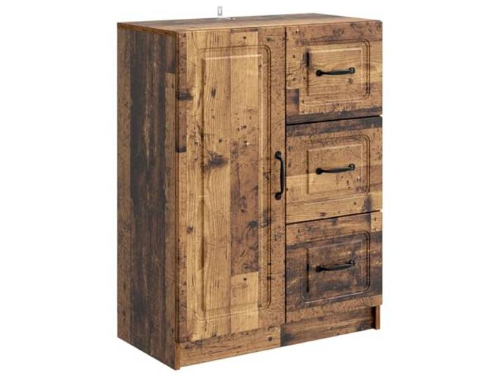 KPOTUERTU Sideboard Altholz 66 x 34,5 x 87 cm Holzwerkstoff 90°-Pendeltüren, Schubladen, Bügelgriffe, Innenregale, feuchtes Tuch, Wohnzimmer, Essbereich
