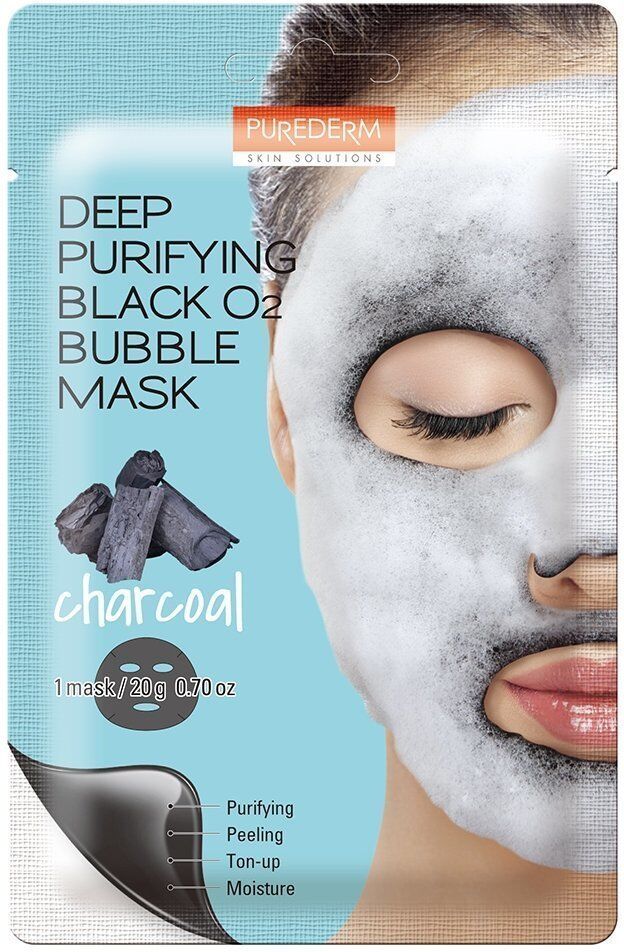 PUREDERM Deep Purifying Black O2 Bubble Mask (Charcoal) 20g