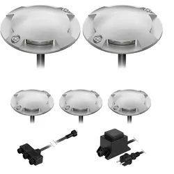 ledscom.de LED Boden-Aufbau-Leuchte Bunda, 4-flammig, für außen, befahrbar, kalt-weiß, 5er Set