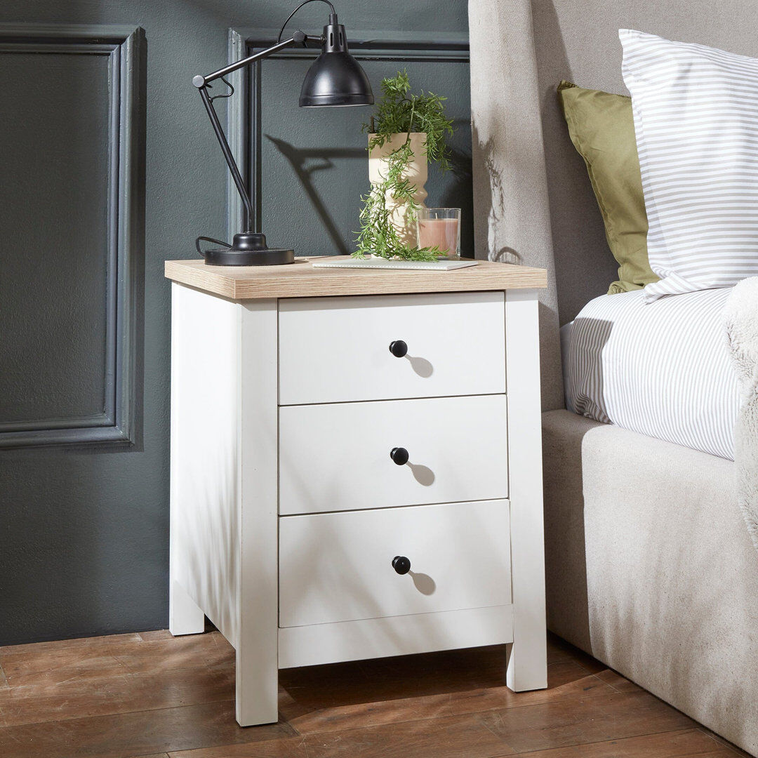 17 Stories Maryhannah 45 cm W Bedside Table Alabaster White 56cm H X 45cm W X 45cm D