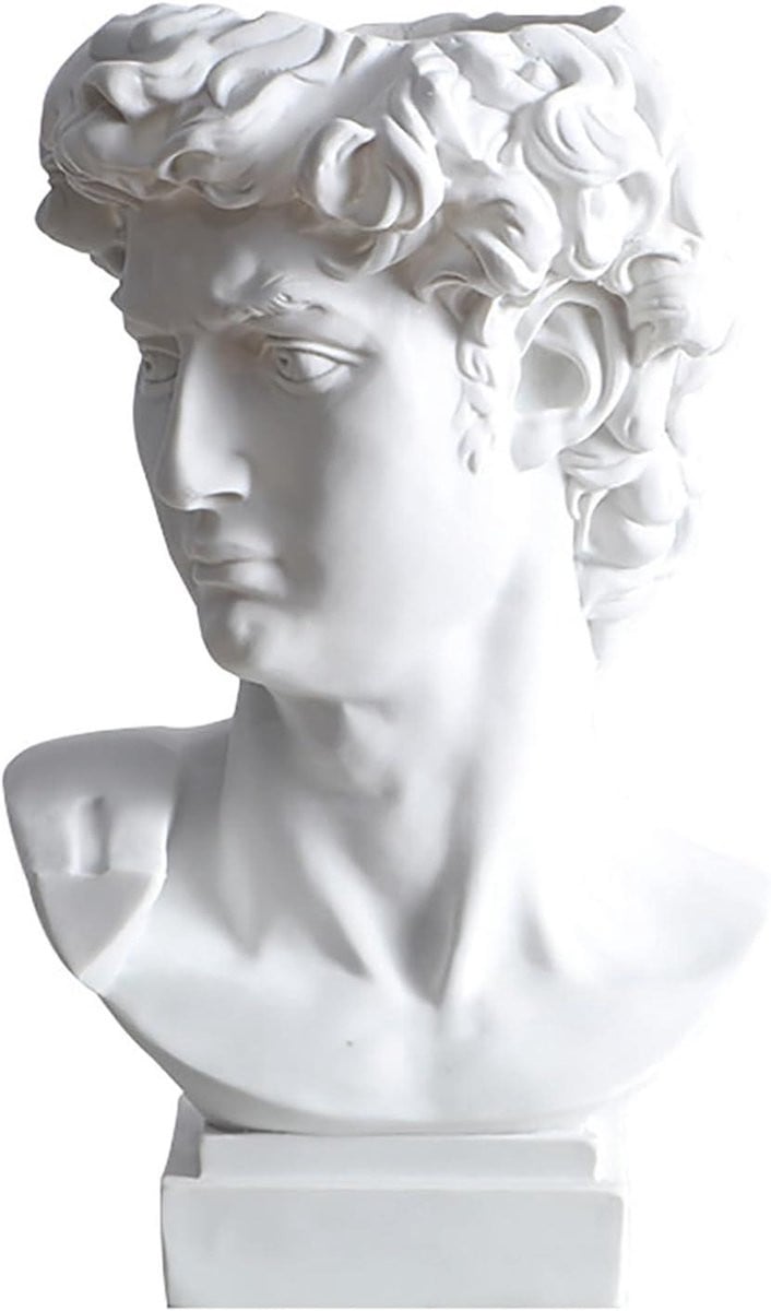 David Standbeeld Vaas - Buste Decoratie - Wit - Hoogte: 15,7 cm