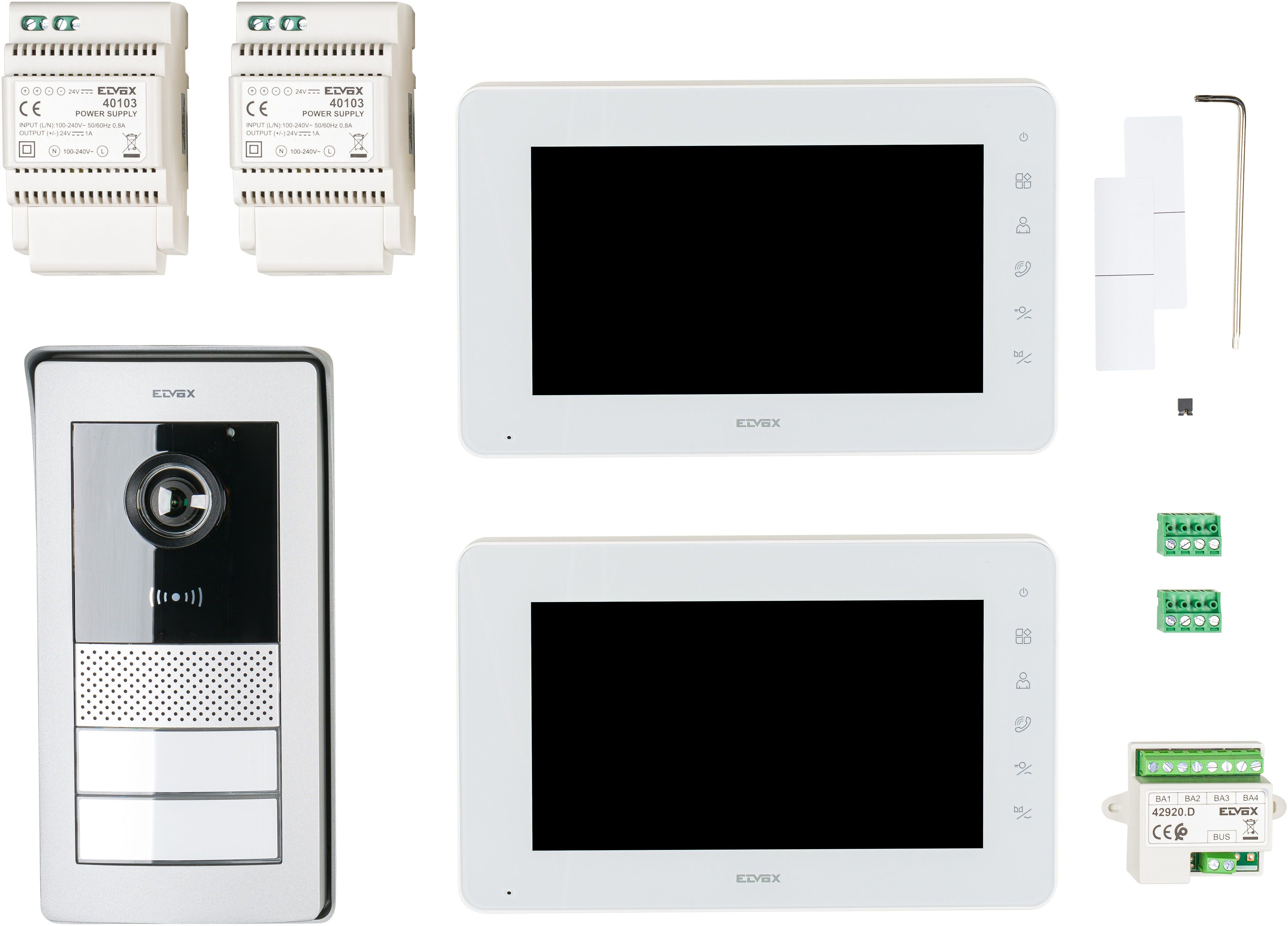 Vimar KIT VIDEOCITOFONICO BIFAMILIARE  K42931 A 2 FILI ESPANDIBILE FINO A 4 FAMIGLIE CON RFID