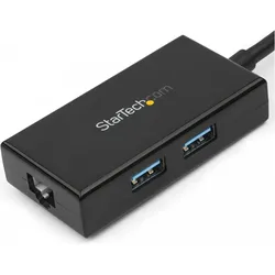 StarTech USB 3.0 Gigabit Ethernet and USB 3.0 Hub (USB-A, 2 Ports), Dockingstation + USB Hub, Schwarz
