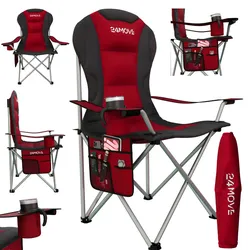 24MOVE® Campingstuhl Salvador faltbar Camping Klappstuhl gepolstert inkl. Tragetasche, bis 150kg belastbar, rot