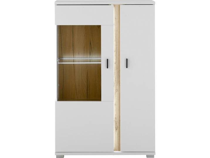 Vitrine LONG ISLAND L 125 cm weiß/ Wotan Eiche