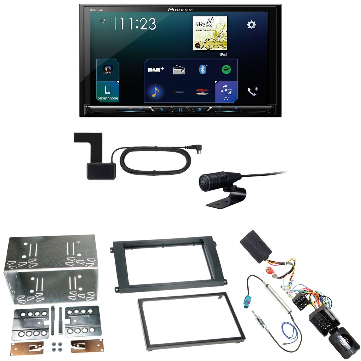 Pioneer SPH-DA230DAB CarPlay Android Auto Einbauset für Porsche Cayenne ab 2007