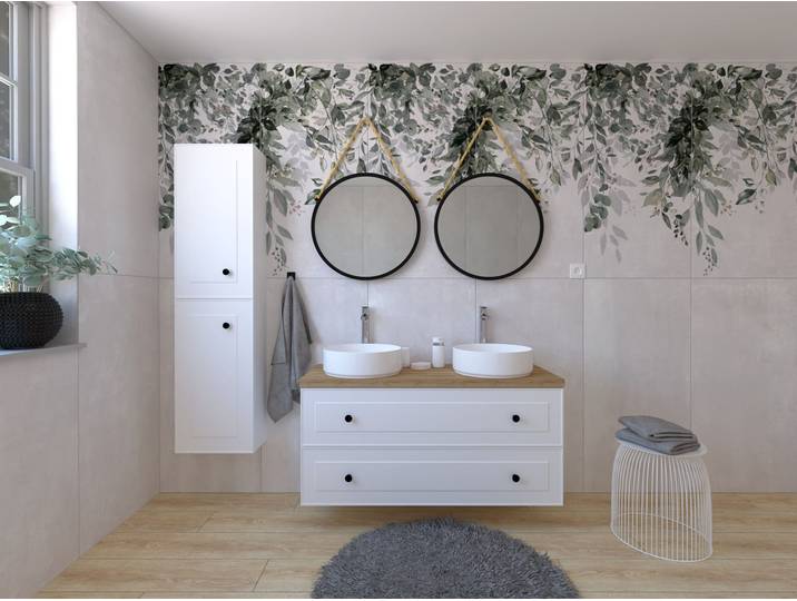 Ensemble de salle de bain avec lavabo comprenant robinet de lavabo, bec et siphon Naturel Forli blanc (KSETFORLI5)