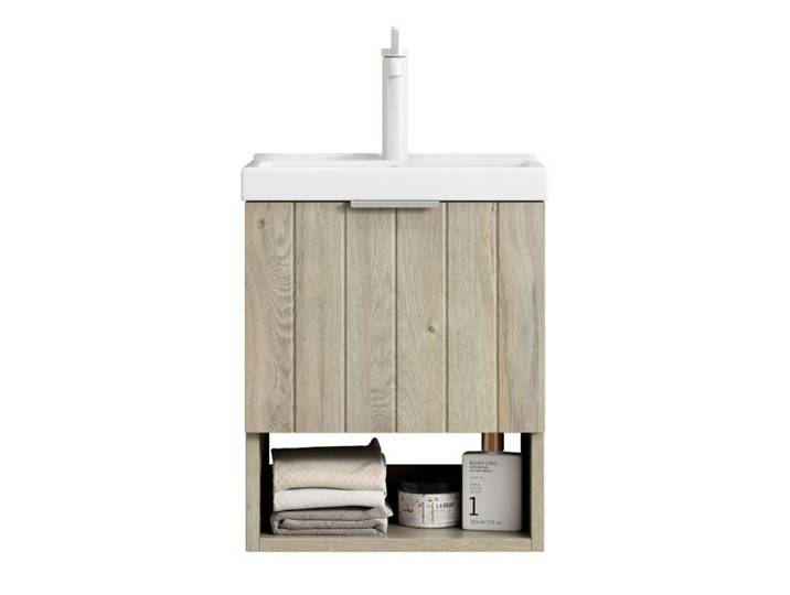 Meuble sous vasque 42cm Support mural Table de lavabo salle de bain avec lavabo en céramique rectangulaire blanc