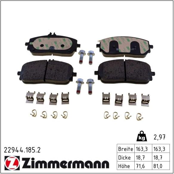 Zimmermann Bremsbelagsatz, Scheibenbremse 229441852 Vorderachse Für Mercedes