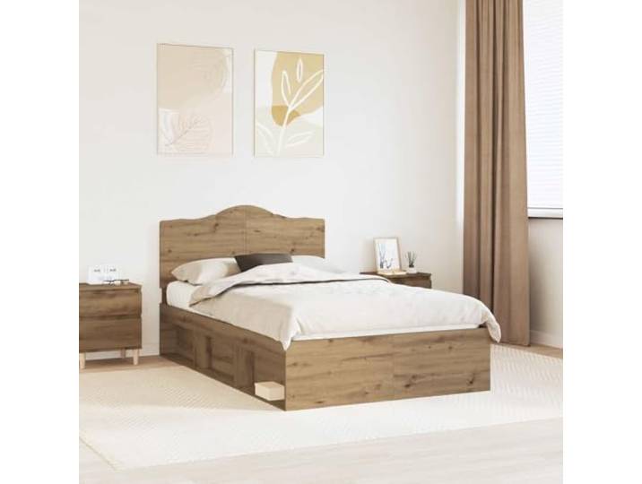 Holzwerkstoff Stabilität Modernes Design Kiefernholz Kopfteil Braun 135 x Bettgestell mit Kopfteil Kunsthandwerk Eiche 135x190 cm Massivholz Lattenrost Modernes Bettfußteil Stauraumfreies Design