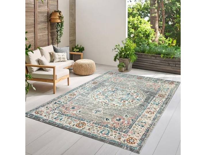 the carpet Palma - Outdoor Teppich wetterfest – Balkon Teppich, Terrasse & Garten – UV-beständig, pflegeleicht, Indoor Outdoor Teppich, Grau-Orient, 160 x 230 cm