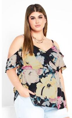 Plus Size Women's Kallie Print Top - black by City Chic in Black (Size 12 W)