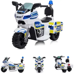 Chipolino Kinder Elektromotorrad Polizei 3 Räder Scheinwerfer Musikfunktion weiß