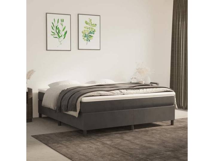 VENTE-FLASH Lit Double 2 Personnes Sommier à lattes de li Cadre de lit à ressorts gris foncé 160x200cm velours ( 9656545)