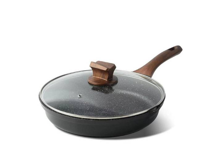 LuxusKollektion Bratpfanne Bratpfanne mit Deckel 28cm Granit Antihaft Schwarz