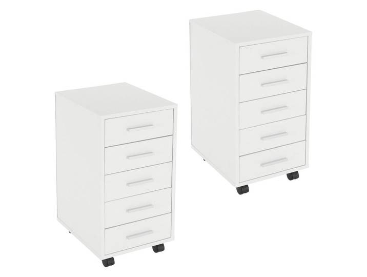 Ml-Design Rollcontainer 2er Set, Weiß, Rechteckig, 38x63.5x33 cm, Büromöbel, Schreibtischcontainer, Rollcontainer