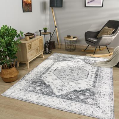 Paco Home Modern Area Rug Bordered with Faded Oriental Pattern