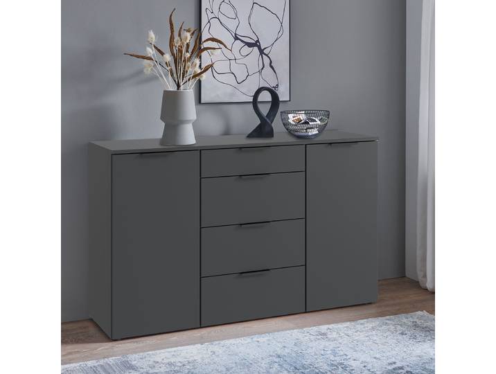 Sideboard 135 x 92 x 41cm Grau/Graphit