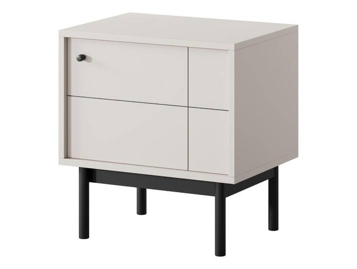 Komodee Nachttisch Dieppe Sto1-1D Fräste Fronten, Kaschmir, Holz, 54x56x39 cm, Schlafzimmer, Nachtkästchen