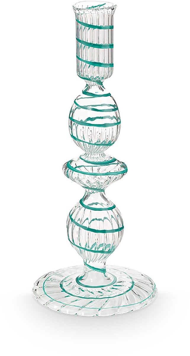 Pip Studio Glas Swirl Kandelaar - Lichtblauw - 20 cm