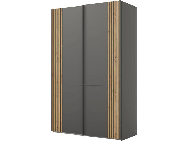 Schwebetürenschrank MUSTERRING Isabelle , grau (graphit, dekor), B:148,9cm H:236cm T:67cm, Hartfaserplatte, Holzwerkstoff, Schränke, Schwebetürenschrank, Türen mit Lamellenoptik, verschiedene Grössen und Farben, Höhe 236cm