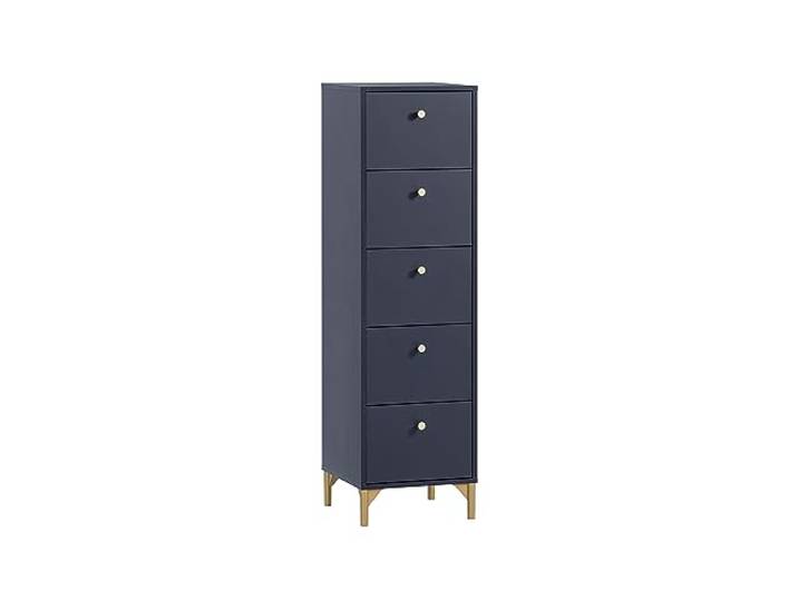 Schildmeyer Kommode Alfa 155477, Nachtblau/goldfarben, 40 x 40 x 142 cm