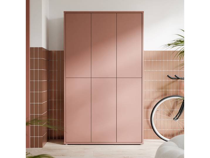 home24 Hoge schoenenkast 109cm bruin/rood/roestbruin