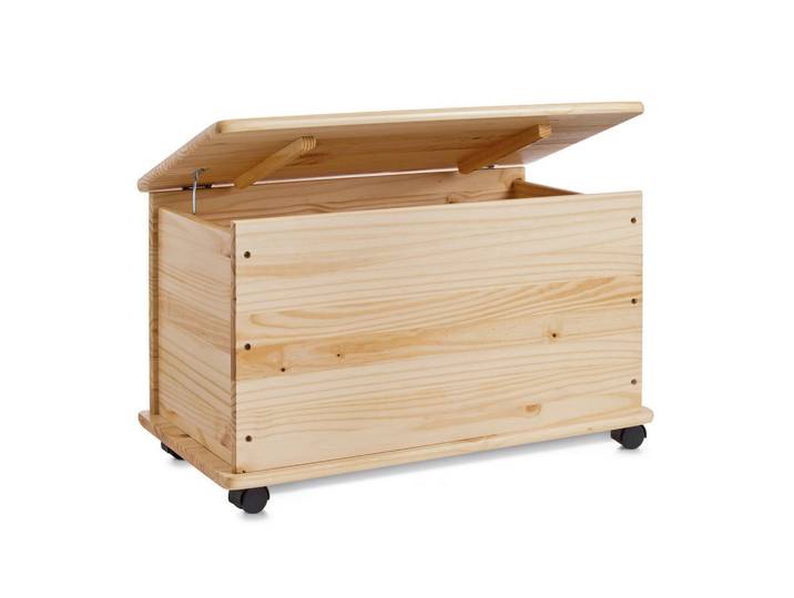 Zeller Present Truhe, Naturfarben, Holz, Kiefer, mehrschichtige Massivholzplatte (Tischlerplatte), 73x45x39.5 cm, rollbar, Deckel aufklappbar, Kleinmöbel, Truhen, Holztruhen