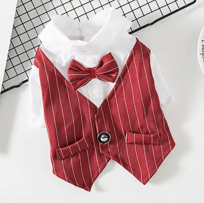 Inspire Picks Formal Pet Suit Jacket Stylish Wedding & Party Outfit For Cats And Small Dogs red l suit 4.0 6.5kg