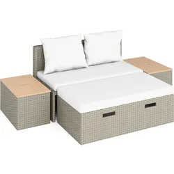 Lounge-Set Sitzgruppe Terrassenmöbel-Set Bostonia 4-tlg. Polyrattan Hellbraun