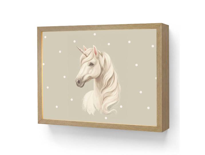 OnlyWow Nachttischlampe MIT Akku Einhorn - Weiß - Punkte 40x30 cm, Taupe, Rechteckig, LED integrated, 40x30x8 cm, Lampen & Leuchten, Innenbeleuchtung, Nachtlichter